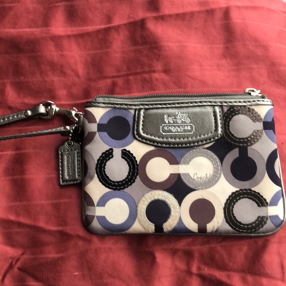 Coach wristlet with sequin accents